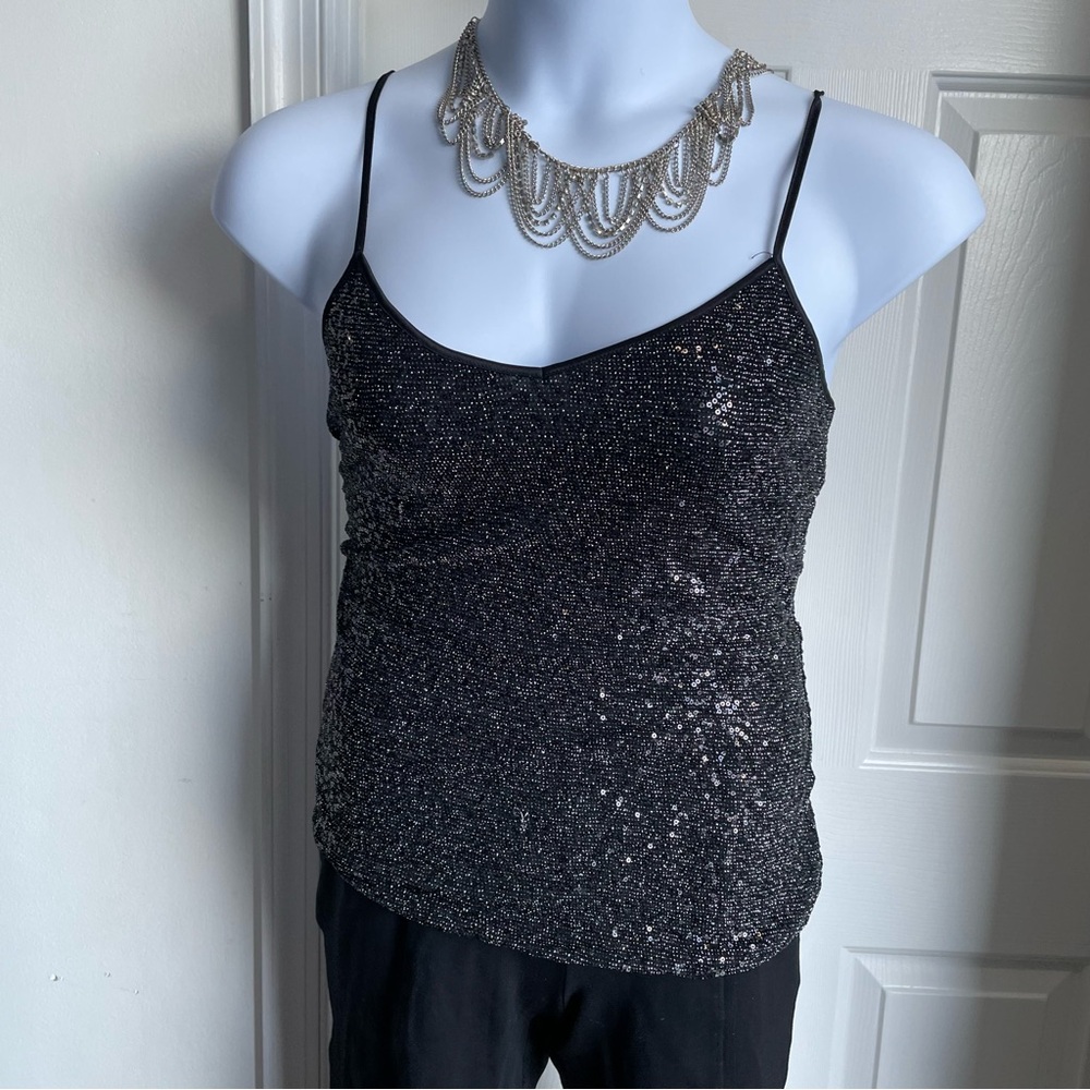 Express Black Sequin Sparkle Women's Tank Top